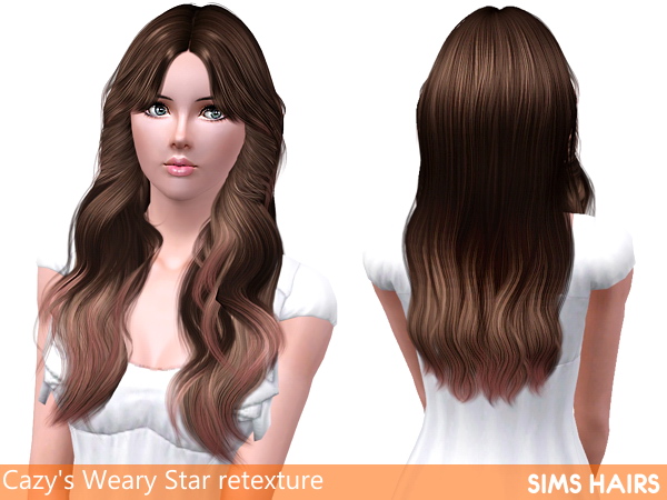 Gentle highlighted retexture Cazys Weary hairstyle by Sims Hairs for Sims 3