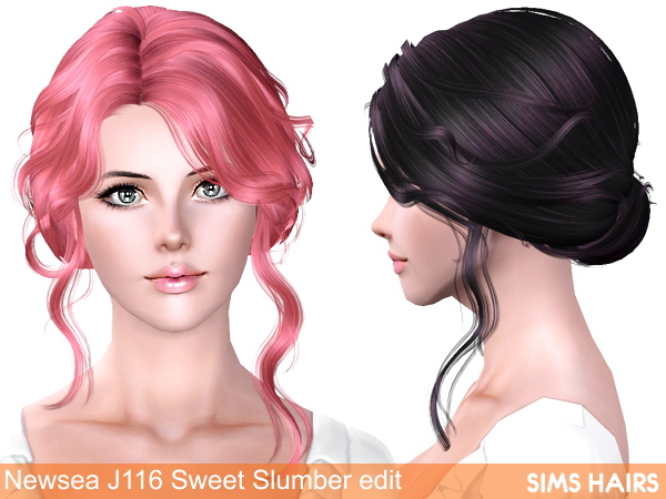 Newsea’s J116 Sweet Slumber hairstyle retexture by Sims Hairs for Sims 3