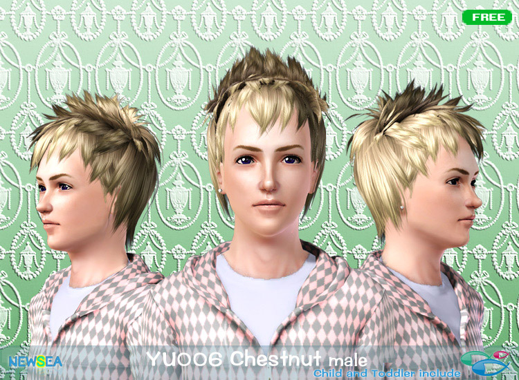 YU 006 Chestnut   long spiky haircut with layered bangs by NewSea for Sims 3