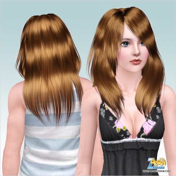 Asymmetrical rich waves hairstyle ID 537 by Peggy Zone for Sims 3