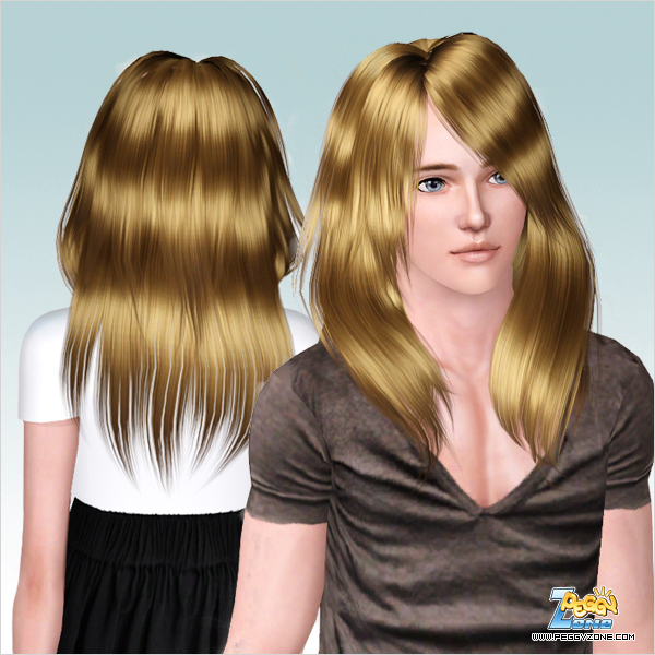 Asymmetrical rich waves hairstyle ID 537 by Peggy Zone for Sims 3