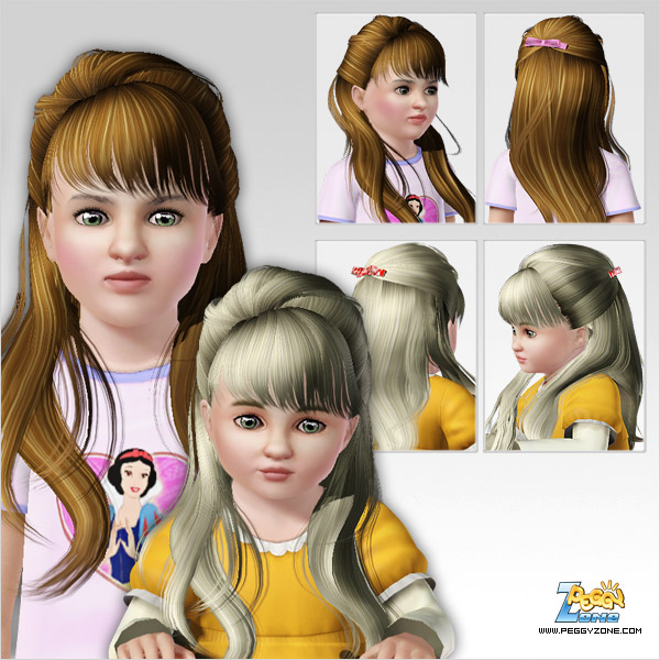 Half up, half down with ribbon and bangs ID 177 by Peggy Zone  for Sims 3