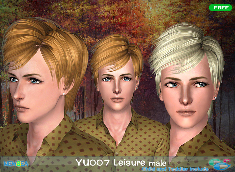 YU 007 Leisure  hairstyle with volume and the middle path by NewSea for Sims 3