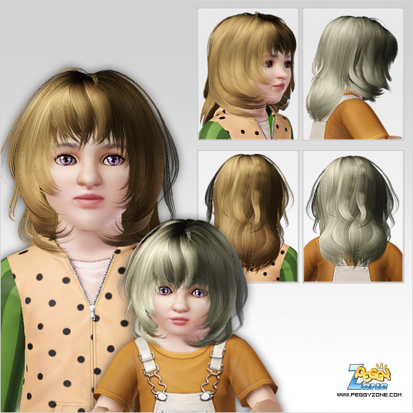 Shatered bob with bangs ID 178 by Peggy Zone for Sims 3