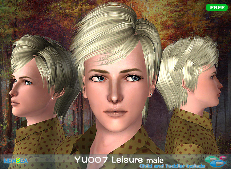 YU 007 Leisure  hairstyle with volume and the middle path by NewSea for Sims 3