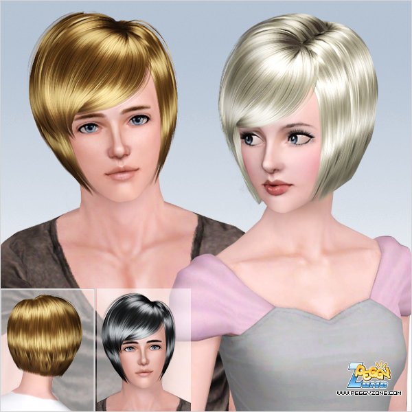 Tapered bob with bangs ID 503 by Peggy Zone for Sims 3