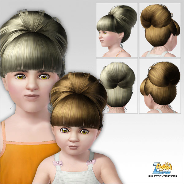 Topknot with bangs hairstyle ID 191 by Peggy Zone for Sims 3
