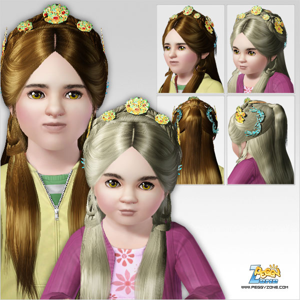 Russian hairstyle with flowers ID 195 by Peggy Zone for Sims 3