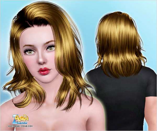 Large waves parted to one side hairstyle ID 704 by Peggy Zone for Sims 3