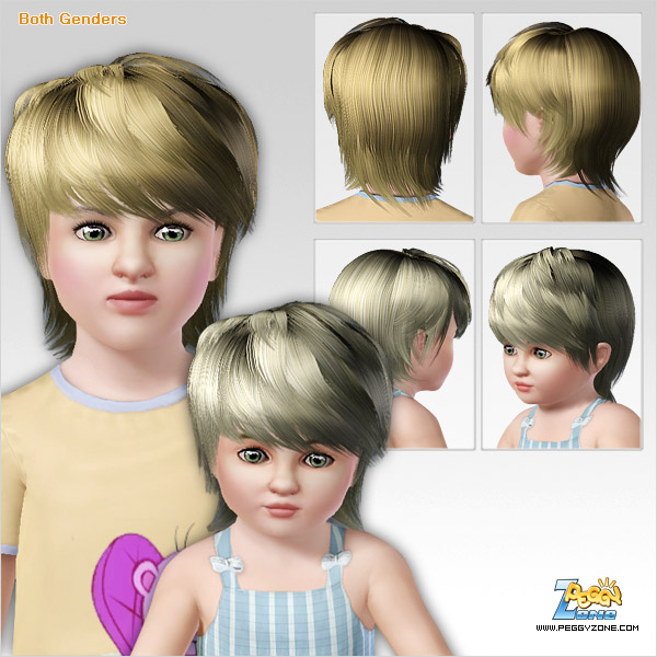 Hairstyle with fringe on neck ID 204 by Peggy Zone for Sims 3