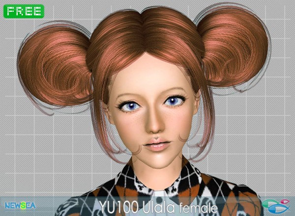 YU 100 Ulala   Voluminous double buns by NewSea for Sims 3