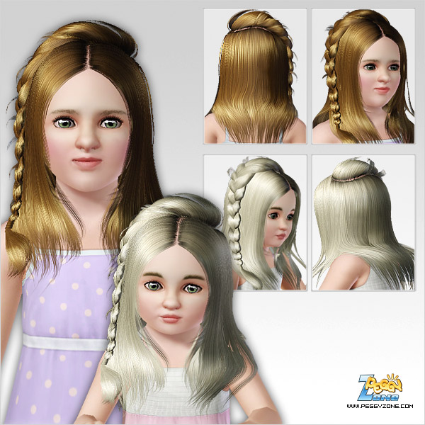 Straight with a small braid in one side ID 206 by Peggy Zone for Sims 3
