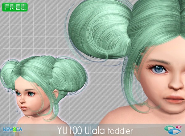 YU 100 Ulala   Voluminous double buns by NewSea for Sims 3