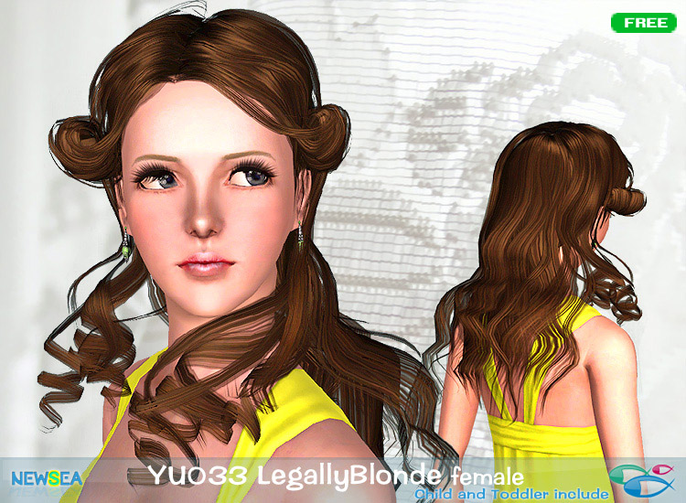YU 033 Legally Blonde   large curls by NewSea for Sims 3