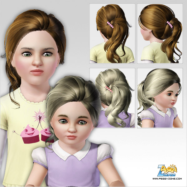 Ponytail with clamp hairstyle ID 226 by Peggy Zone for Sims 3
