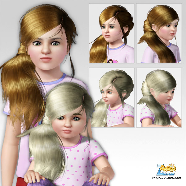 Voluminous ponytail in a side of a had ID 231 by Peggy Zone - Sims 3 Hairs