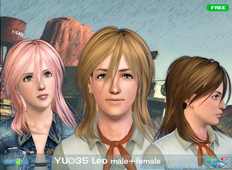 YU 035 Leo shaggy hairstyle by NewSea for Sims 3