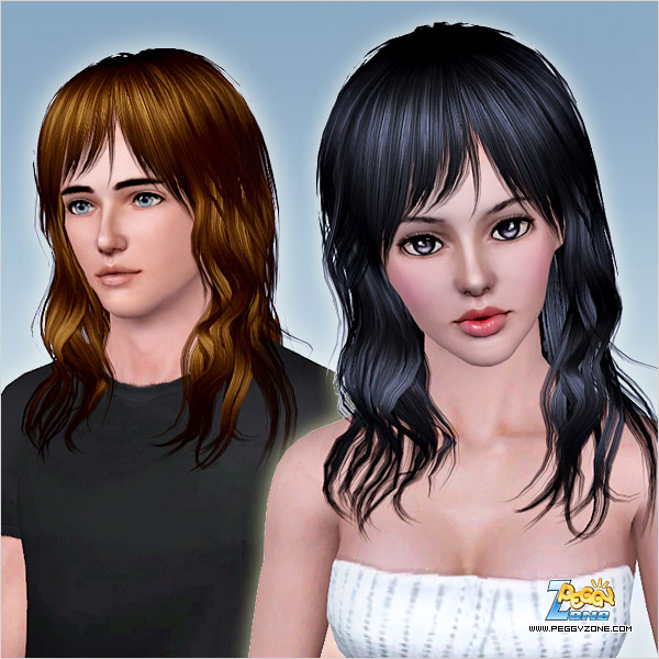 High waves with jagged bangs ID 647 by Peggy Zone for Sims 3