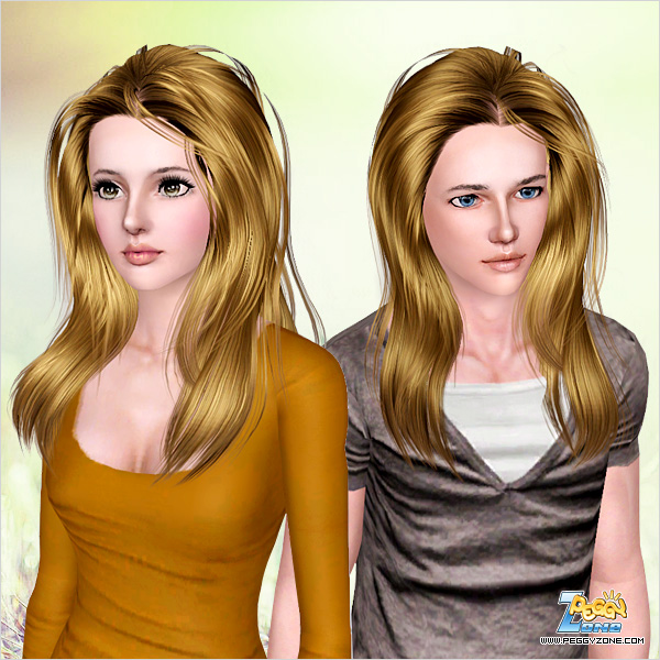  Volume shiny hair ID 627 by Peggy Zone for Sims 3