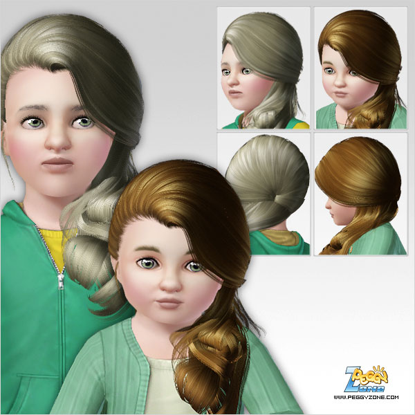 Curly ponytail in a side of a had ID 239 by Peggy Zone for Sims 3