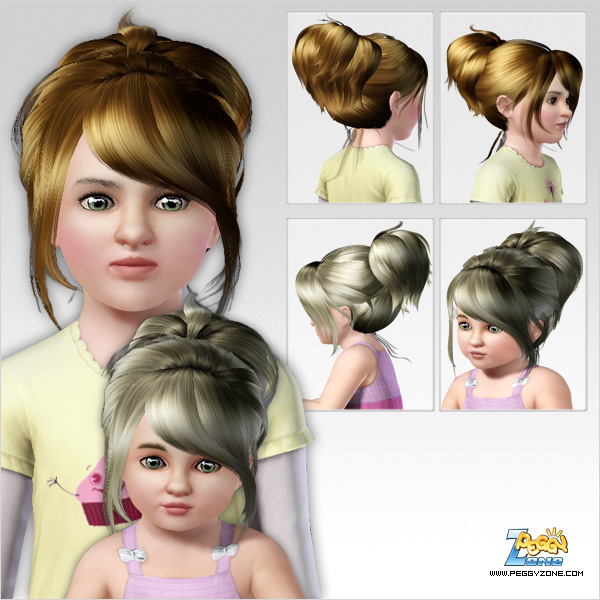  Bangs with bun top knot  ID 243 by Peggy Zone for Sims 3