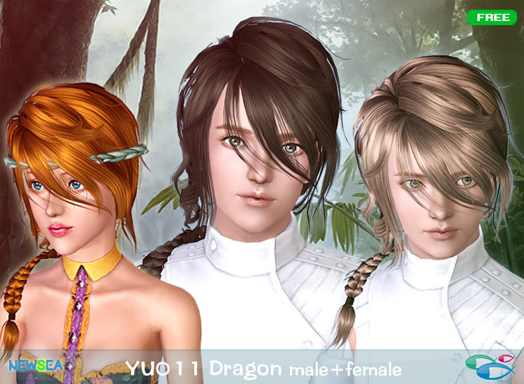 YU 011 Dragon braid haircute by Newsea for Sims 3