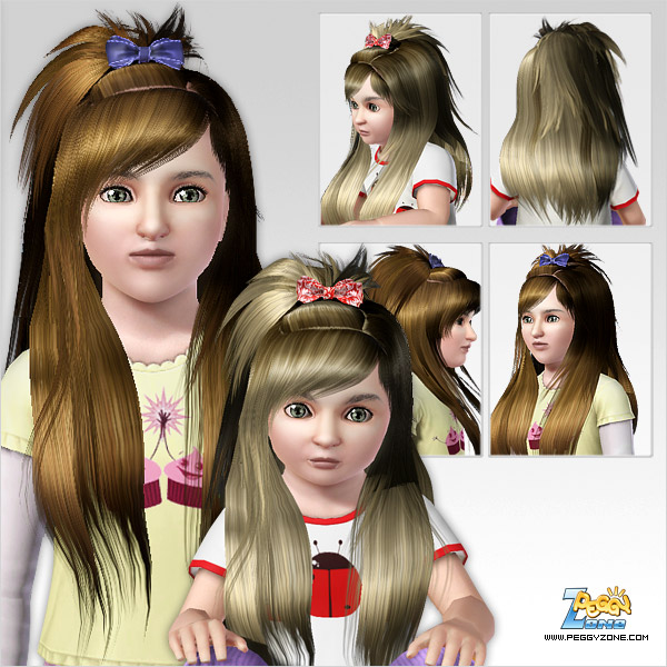 Top knot with ribbon ID 259 by Peggy Zone for Sims 3
