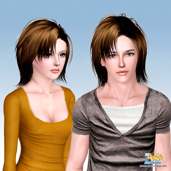 Shatered bob with one side bangs ID 619 by Peggy Zone for Sims 3