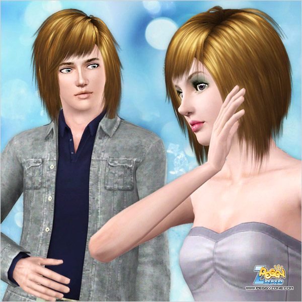 Messy bob with bangs ID 608 by Peggy Zone for Sims 3