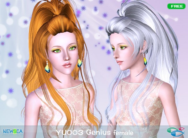 YU 003 Genius   half up, half down hairstyle by NewSea for Sims 3
