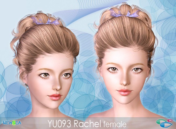 YU 093 Rachel   topknot with ribbon by NewSea for Sims 3