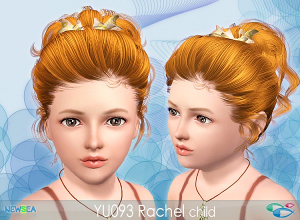 YU 093 Rachel   topknot with ribbon by NewSea for Sims 3