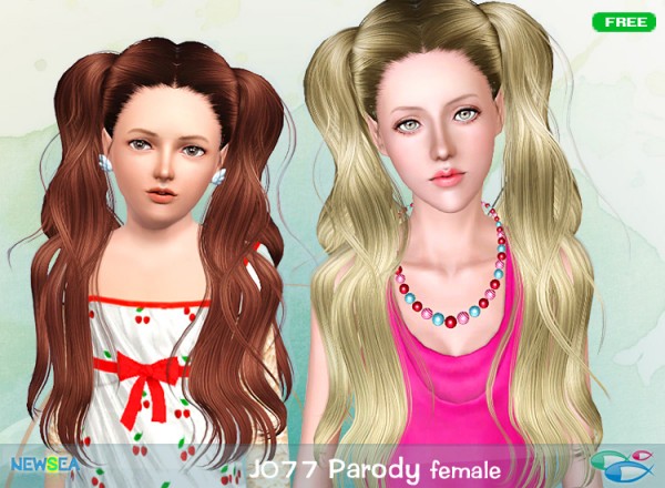 JO 77 Parody   double ponytail hairstyle by Juice for Sims 3