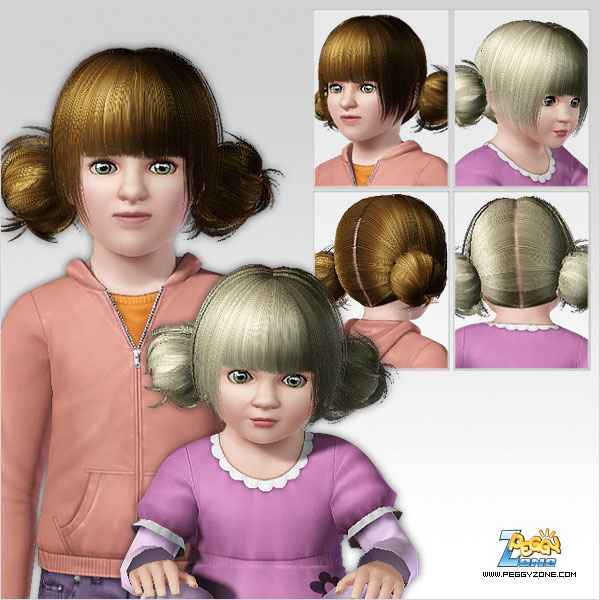 Double chignon ID 321 by Peggy Zone for Sims 3
