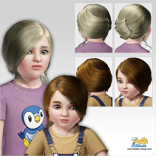 French chignon haistyle ID 351 by Peggy Zone for Sims 3
