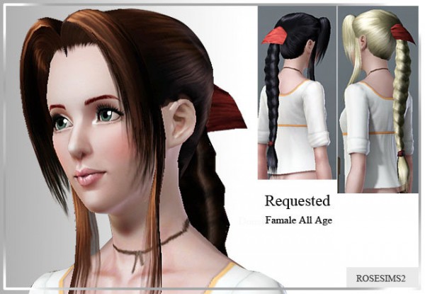 Long braid with clip by Rose Sims for Sims 3