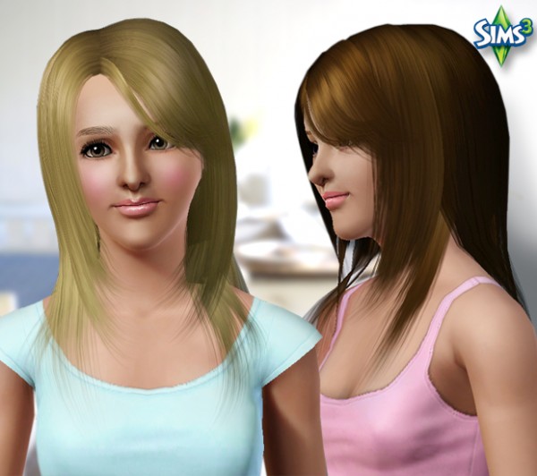 Jagged edges with side bangs hairstyle   Hair 09 by Raonjena for Sims 3