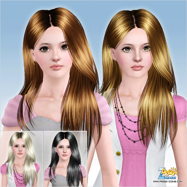 Shiny straight hairstyle ID 744 by Peggy Zone for Sims 3
