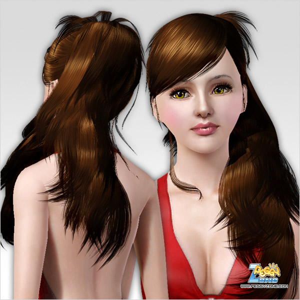 Small and spiky pigtail hairstyle ID 117 by Peggy Zone for Sims 3