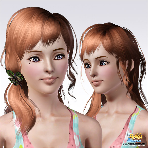 Small stem with a flower on the right side hairstyle ID 141 by Peggy Zone for Sims 3