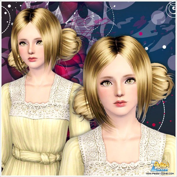 Messy side double bun ID 835 by Peggy Zone for Sims 3
