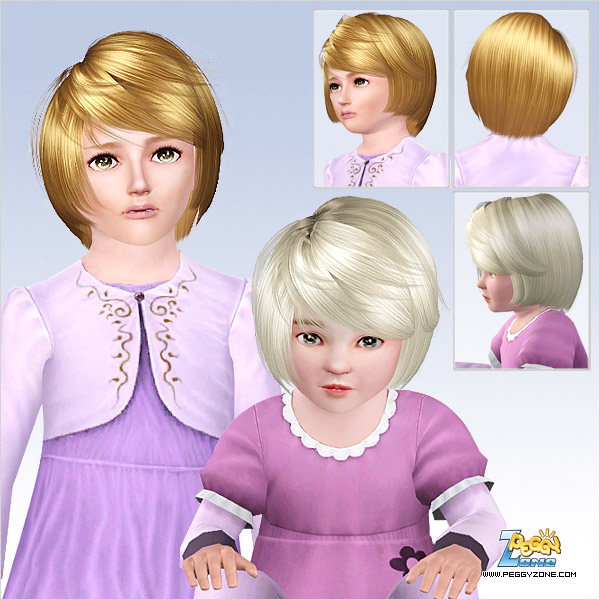 Shiny short bob with bangs ID 650 by Peggy ZOne for Sims 3