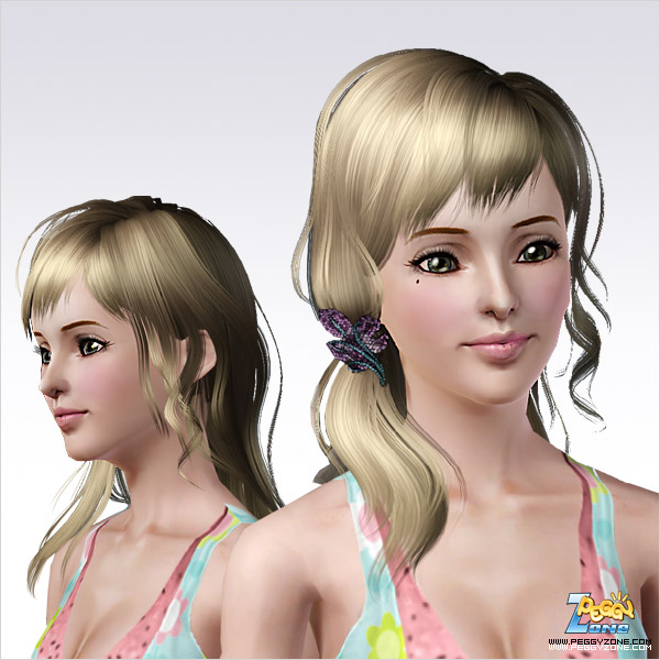 Small stem with a flower on the right side hairstyle ID 141 by Peggy Zone for Sims 3