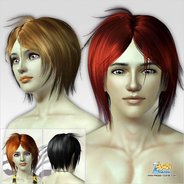Rumpled bob haircut ID 82 by Peggy Zone for Sims 3