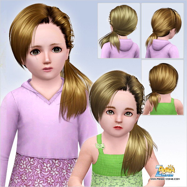 Wrap ponytail in one side of a head ID  654 by Peggy Zone for Sims 3