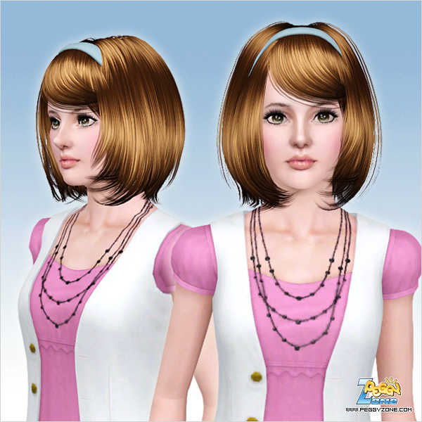 Bob with headband and bangs haircut ID 691 by Peggy Zone for Sims 3