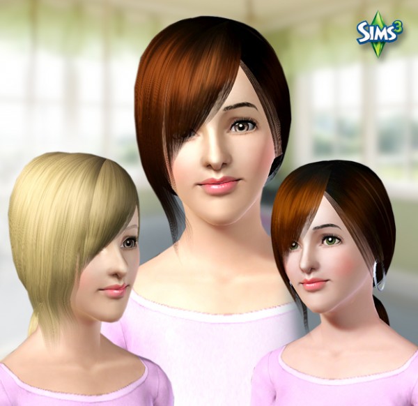 Asymetric ponytail hairstyle   Hair 11 by Raonjena for Sims 3