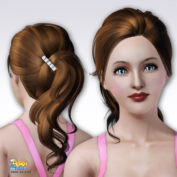 Ponytail with rhinestones hairclip ID 60 by Peggy Zone for Sims 3