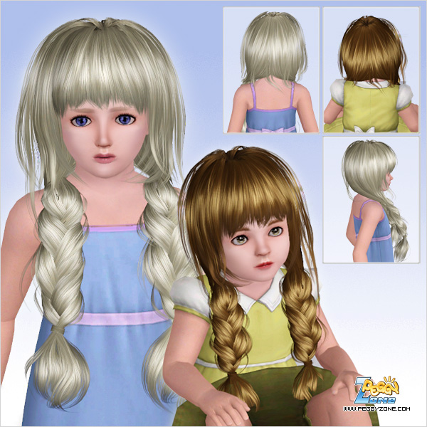Huge and messy braid hairstyle ID 552 by Peggy Zone  for Sims 3