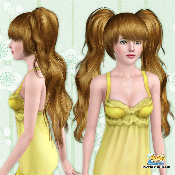 Super dimensional ponytail with bangs hairstyle ID 693 by Peggy Zone for Sims 3